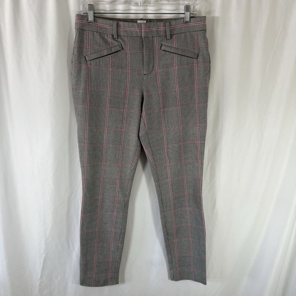 Gap Signature Skinny Ankle Pants Women's 6 Grey Plaid Cotton Blend Mid Rise